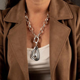 Statement Swarovski crystal necklace and bracelets, standout unique jewelry set with clear Austrian crystals