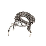 Statement stainless steel chain wrap bracelet with oversized pendant teeth