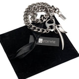 Statement stainless steel chain wrap bracelet with oversized pendant teeth