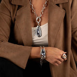 Statement Lavender Swarovski crystal necklace and bracelet, standout unique jewelry set with Austrian crystals