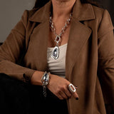 Statement Lavender Swarovski crystal necklace and bracelet, standout unique jewelry set with Austrian crystals