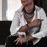 Hematite Leather Choker Set