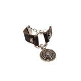 Brown Leather Horsebit Cuff