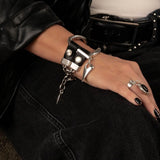 Striking metal and leather bracelet, unisex edgy and unique jewelry