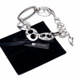 Chunky stainless steel anchor link necklace and bracelet set with carabiner closures