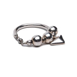 Chunky silver beaded bracelet with silver plated brass balls and curved 6x60mm tube detail