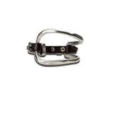 Bold metal and leather bracelet, unisex edgy and unique jewelry
