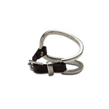 Bold metal and leather bracelet, unisex edgy and unique jewelry