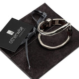 Bold metal and leather bracelet, unisex edgy and unique jewelry