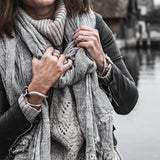 Bold metal and leather bracelet, unisex edgy and unique jewelry