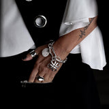 Chunky cuban link chain bracelet with statement pendant and coin, edgy bracelet,  standout otherwise piece!