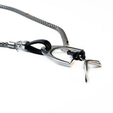 Bold stirrup necklace and bracelet set, chunky metal and leather equestrian set, horse bit jewelry