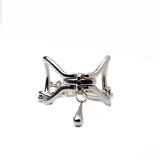 Unique edgy silver bracelet, chunky statement metal cuff