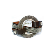Bold textured disc bracelet with leather and strass, rock style statement bracelet for a strong look