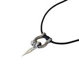 Men's leather and metal layered necklaces, silver shackle necklace, men's jewelry, leather cord necklace, fathers day gift, gift for him