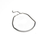 Chunky silver metal chokers, oversized ball chain and bar chokers with hammered loop pendant, uno de 50 style necklaces