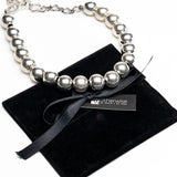 Chunky silver metal chokers, oversized ball chain and bar chokers with hammered loop pendant, uno de 50 style necklaces