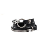 Edgy bracelet set, wrap leather and metal bracelets for every day rock style look, unisex cuffs