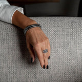 Edgy bracelet set, wrap leather and metal bracelets for every day rock style look, unisex cuffs