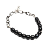 Edgy layered Semi precious gemstone choker and Metal tube chokers in gun metal color, Black necklace set for your everyday standout look