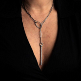 Bar-minimalist stainless steel paperclip chain necklace