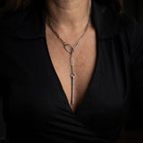 Bar-minimalist stainless steel paperclip chain necklace