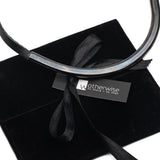 Edgy layered Semi precious gemstone choker and Metal tube chokers in gun metal color, Black necklace set for your everyday standout look