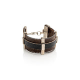 Men’s leather and metal bracelet combined for a strong look