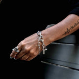 Silver Link Necklace Bracelet Set