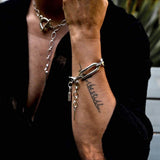 Silver Link Necklace Bracelet Set