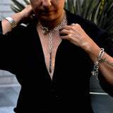 Silver Link Necklace Bracelet Set