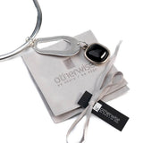 Chunky black resin necklace bracelet and ring, dramatic leather and metal set