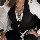 Long chunky hearts necklace with ball chain, punk rock necklace, edgy statement jewelry for romance love gift