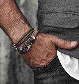 Suede leather bracelet with gun metal for a strong look, gift for him, unisex bracelet, leather bracelet, bracelet for men, jewelry for men