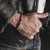 Tiger's eye men’s bracelet with metal elements, stackable beaded bracelet for male