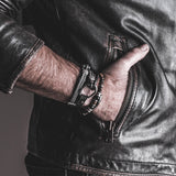 Tiger's eye men’s bracelet with metal elements, stackable beaded bracelet for male