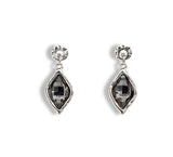 Water drop crystal earrings with silver-night stones in lead-free zinc alloy, 30mm drop statement earrings