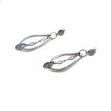 Silver Oval Chain Hoop Earrings