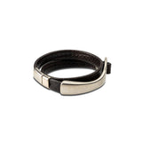 Men’s strong metal and leather bracelet, unisex leather wrap bracelet, o-ring metal cuff bracelet