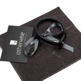 Men's matt black silicon bracelet with gun metal buckle for an every day strong look, rubber cuff and toggle buckle