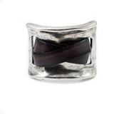 Brown Leather Zamak Metal Cuff Bracelet, Bold Spanish Design, Unisex Edgy Statement Jewelry