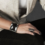 Brown Leather Zamak Metal Cuff Bracelet, Bold Spanish Design, Unisex Edgy Statement Jewelry