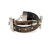 Vintage leather bracelet with bold buckle, statement cuff bracelet