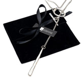 Rugged elegance in double wrap necklace with large hammered toggle clasp and bar pendant, Edgy Chic Style