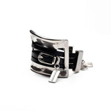 Unisex statement bracelet, large metal and leather cuff in the style of Uno de 50