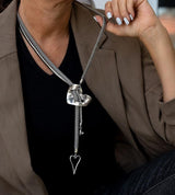 Long statement hearts necklace with steel chains, punk rock necklace,  edgy chunky jewelry for romance love gift