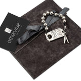 Id tag and ball chain bracelet, unode50 style bracelet, chunky chain and tag cuff
