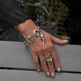 Heavy hammered metal link bracelet, chunky wrought chain bracelet, unode50 style jewelry
