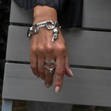 Heavy hammered metal link bracelet, chunky wrought chain bracelet, unode50 style jewelry