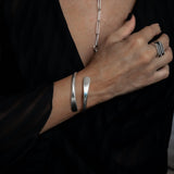 Silver plated brass metal cuff, malleable wrap bangle